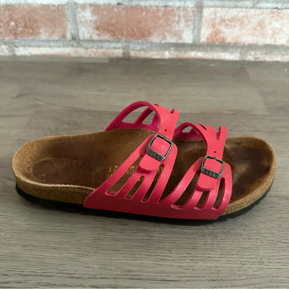 Birkenstock Granada Pink Sandals Women’s 37 Narrow 6 Double Strap Leather Slide - Picture 7 of 8
